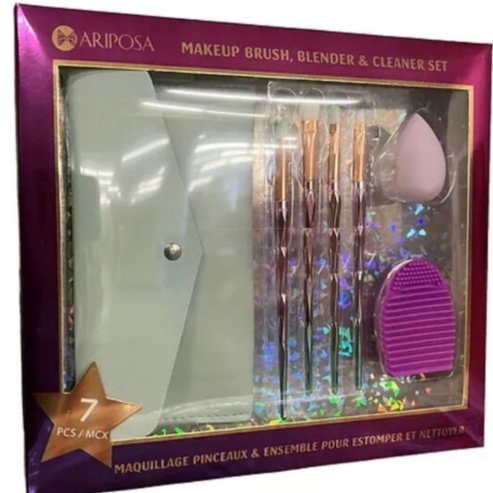 #616 Mariposa Makeup Brush Set - Pink and Silver